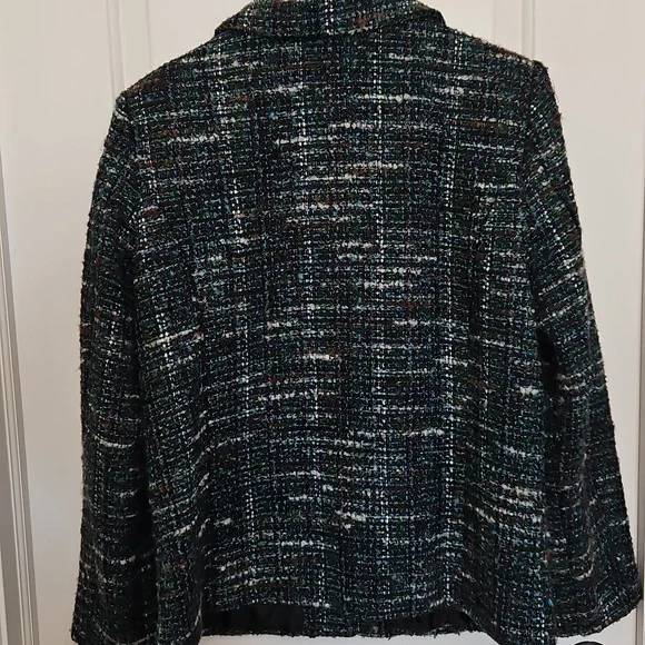 ✨ Dark Academia| Navy Bouclé Tweed Blazer| Old Money, Classic Chic ✨ Sz. L - Picture 5 of 8